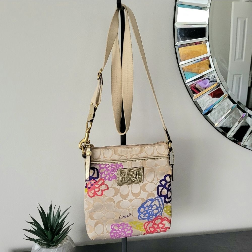 Coach Poppy Floral Beige Crossbody Bag